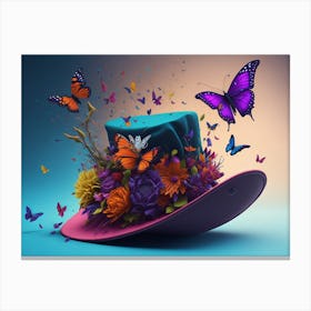 Top Hat With Butterflies Canvas Print