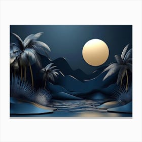 Abstract Tropical Island Landscape 1 Canvas Print