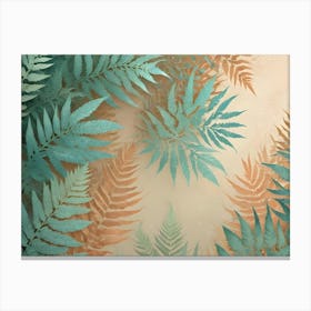 Abstract Background With Fern Leaves In Shades Of Green And Brown, Creating A Soft, Natural Feel Canvas Print