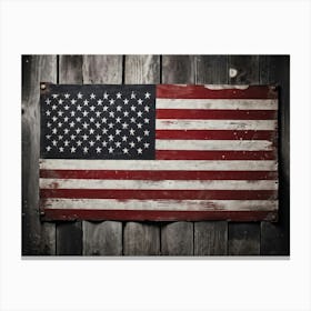 American Flag Rendered In Black And White With Subtle Red Stars Against A Smudged Vintage Backdrop R (6) Canvas Print