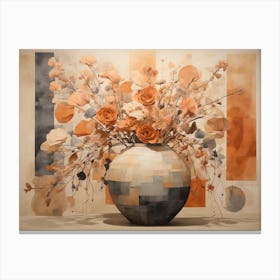 Orange Flowers In A Vase Canvas Print