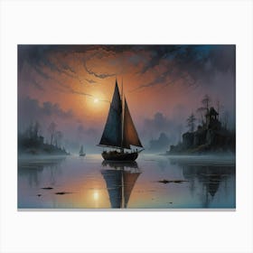 Sailboat At Sunset Canvas Print