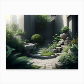 Tiny Garden Amidst The Concrete Jungle Canvas Print