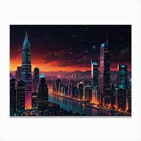 Cityscape At Night Canvas Print