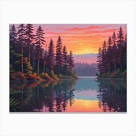 Sunset In The Forest 2 Canvas Print