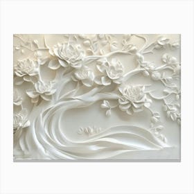 An Elegant White Floral Tree Pattern on A 3d Oration Canvas Print