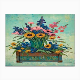 Flowers In A Crate, Van Gogh Inspired, For Cool Calm Room Canvas Print