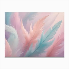 Soft, Pastel Colored Feathers Float Gently On A Gradient Background, Evoking A Sense Of Lightness And Tranquility Canvas Print