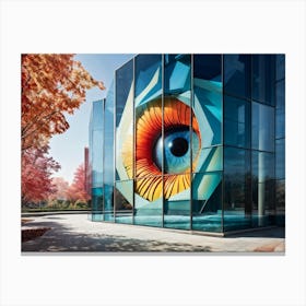 Architectural Wonder Of A Building Sized Eye Split Down The Middle To Reveal Seasonal Transitions V Canvas Print