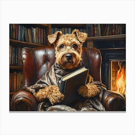 Classy Airedale At The Bar 3 Canvas Print