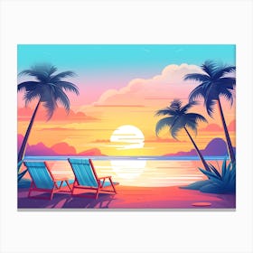 Sunset Beach Art Print Canvas Print