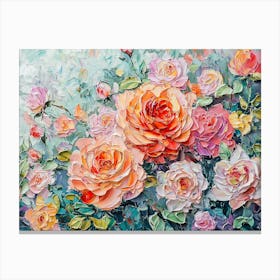 Soft Colos Painting Of Beautiful Roses Canvas Print