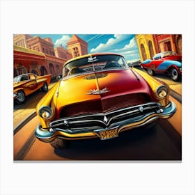 Custom Car Classic Retro Cartoon Canvas Print