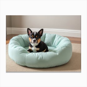 Dog In A Dog Bed Canvas Print