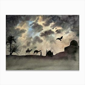 Desert Landscape watercolor Canvas Print