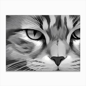 A Vector Art Piece Using A Monochromatic Palette Of Shades Of Gray Cat Eyes Canvas Print