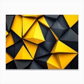 Yellow And Black Geometric Cubism Style Canvas Print