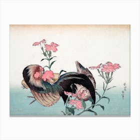 Cock And Flower, Katsushika Hokusai Canvas Print