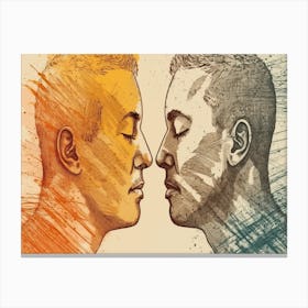 Two Men Facing Each Other Canvas Print