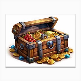 Open Treasure Chest With Gold And Gems 1 Canvas Print