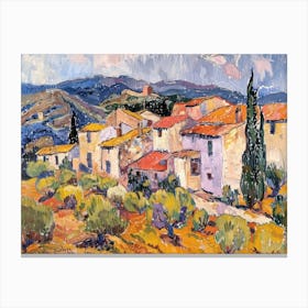 Village Daydreams Painting Inspired By Paul Cezanne Canvas Print