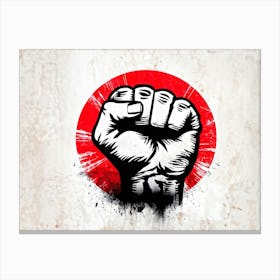 A Clenched Fist Emblematic Of Both Power And Protest Striking Through A Backdrop Of Chaos And Turm 2 1 Canvas Print