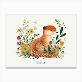 Little Floral Ferret 1 Poster Canvas Print