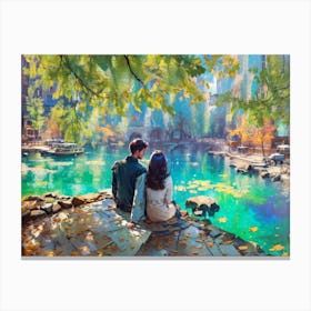 Couple By The Lake 1 Canvas Print