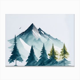 Mountain And Forest In Minimalist Watercolor Horizontal Composition 129 Canvas Print