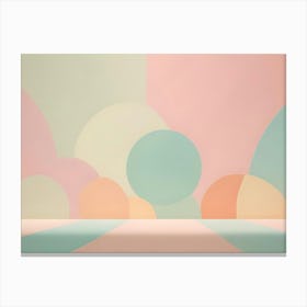 A 3d Rendering Of A Colorful, Abstract Background With Pastel Pink, Green, Blue, And Orange Geometric Shapes, Creating A Playful And Whimsical Scene Canvas Print