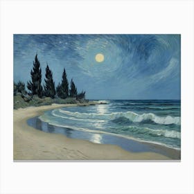 Moonlight At The Beach 1 Canvas Print