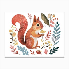 Little Floral Squirrel 1 Canvas Print