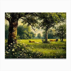 Cows In The Meadow Canvas Print