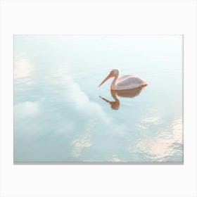 A Pelican In The Calm River Canvas Print