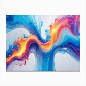 Abstract Image Of Swirling, Fluid Colors In Shades Of Blue, Orange, And Pink, Resembling A Galaxy Or A Cosmic Nebula Canvas Print