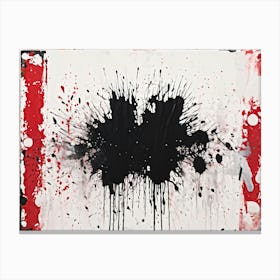 Abstract Painting Featuring Bold Splatters Of Black Ink Grunge Style Silhouettes Emerging Through D (3) Canvas Print