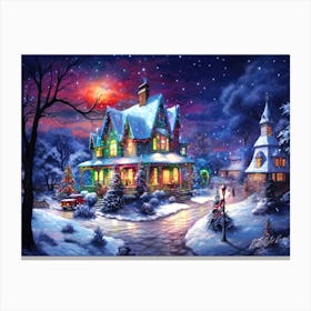 Twilight Winter - Christmas Village Canvas Print