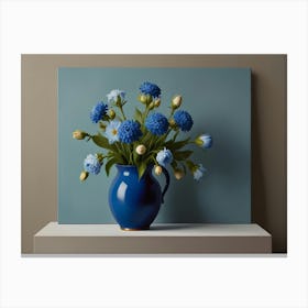 Blue Flowers In A Vase Canvas Print