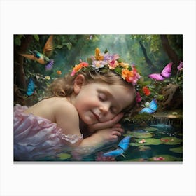 Dreaming Girl With Butterflies Canvas Print