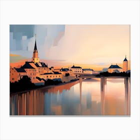 Sunset Over The River Canvas Print