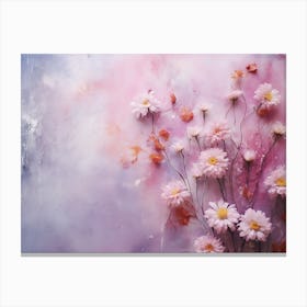 Pink Flowers On A Pink Background Canvas Print