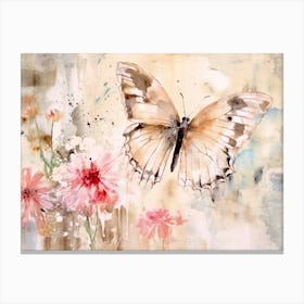 Butterfly And Flowers 4 Canvas Print