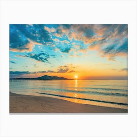 Sunset On The Beach Spain Canvas Print