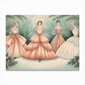 Four Ladies In Dresses 1 Canvas Print