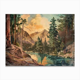 Retro Woods Illustration 3 Canvas Print