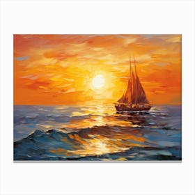 Sailboat At Sunset 7 Canvas Print