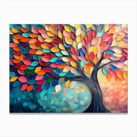 Elegant Colorful Tree With Vibrant Leaves Hanging Branches 11 Canvas Print