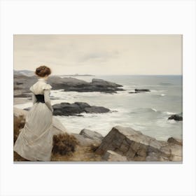 Girl Near The Coast Painting Canvas Print