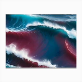 Powerful Ocean Waves In Shades Of Blue, Teal, And Purple Crash And Swirl, Creating A Mesmerizing Display Of Nature S Beauty Canvas Print