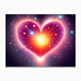 A Colorful Glowing Heart On A Dark Background Horizontal Composition 71 Canvas Print